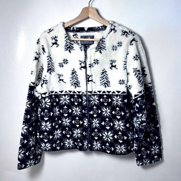Tsunami Jackets & Blazers - Tsunami Jacket Womens Medium Fleece Faux Fur Deer Christmas Trees Outdoo…